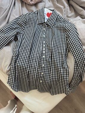 Black & White Gingham Button-Down Shirt - Women’s Classic Check